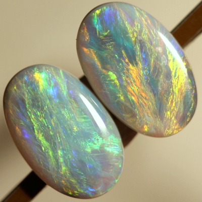 SOLID SEMI BLACK OPALS Matching pair. Bright, strong fire. SEE VIDEO